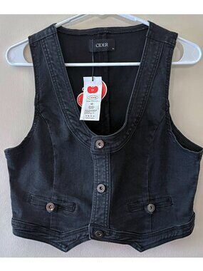 Cider brand Black Denim Vest Size Medium